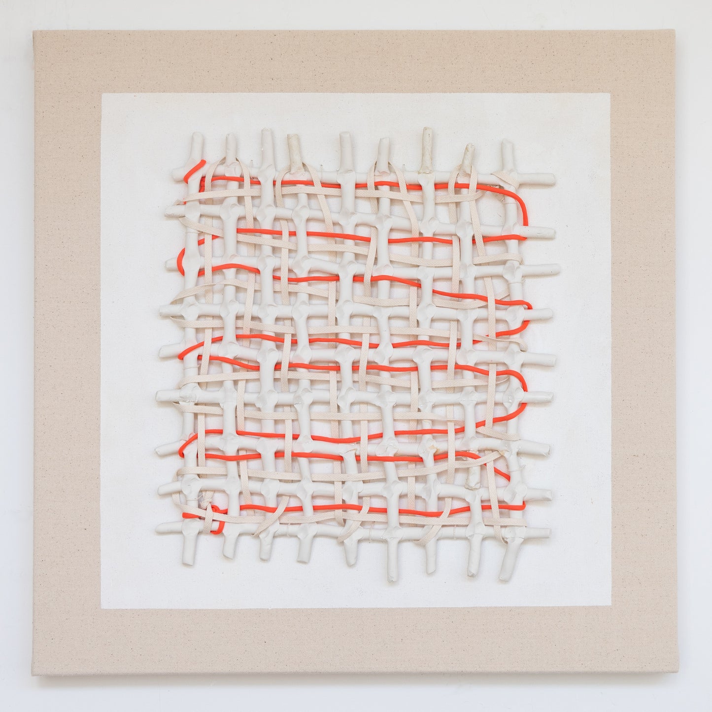 White Grid with Orange Thread - Bastienne Schmidt