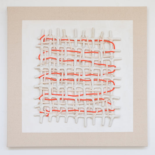 White Grid with Orange Thread - Bastienne Schmidt