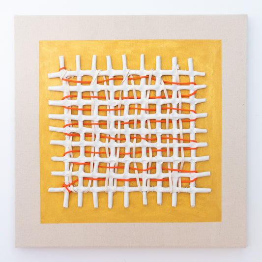 Gold Grid with Pink Thread - Bastienne Schmidt